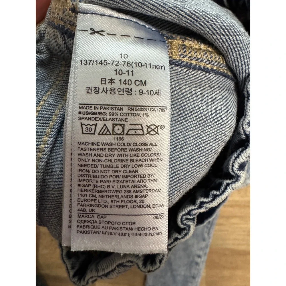 Gap Kids Girls Light Wash Acid Paperbag Waist Tapered Jeans Size 10